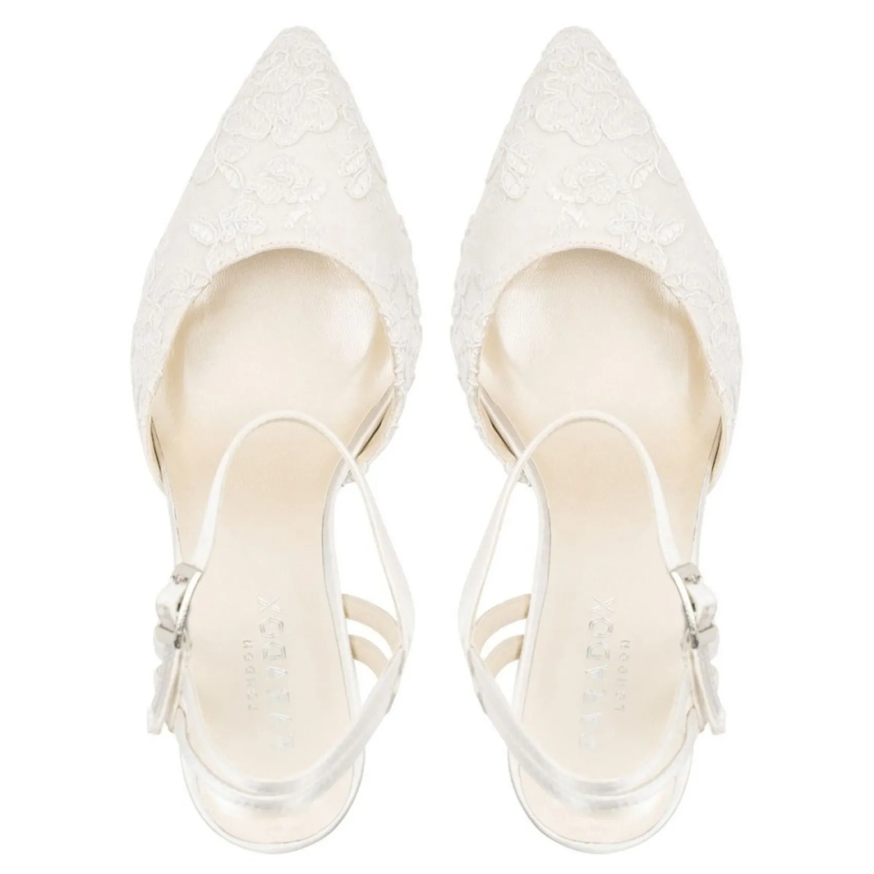 Paradox London Fauna Elfenbein Satin und Spitze Block Ferse Gericht Schuhe* Hochzeitsschuhe | Hochhackige Schuhe