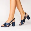 Paradox London Ilana Marine Schimmer Blockabsatz Slingback Sandalen* Glitzernde Ballschuhe | Abschlussball-sandalen