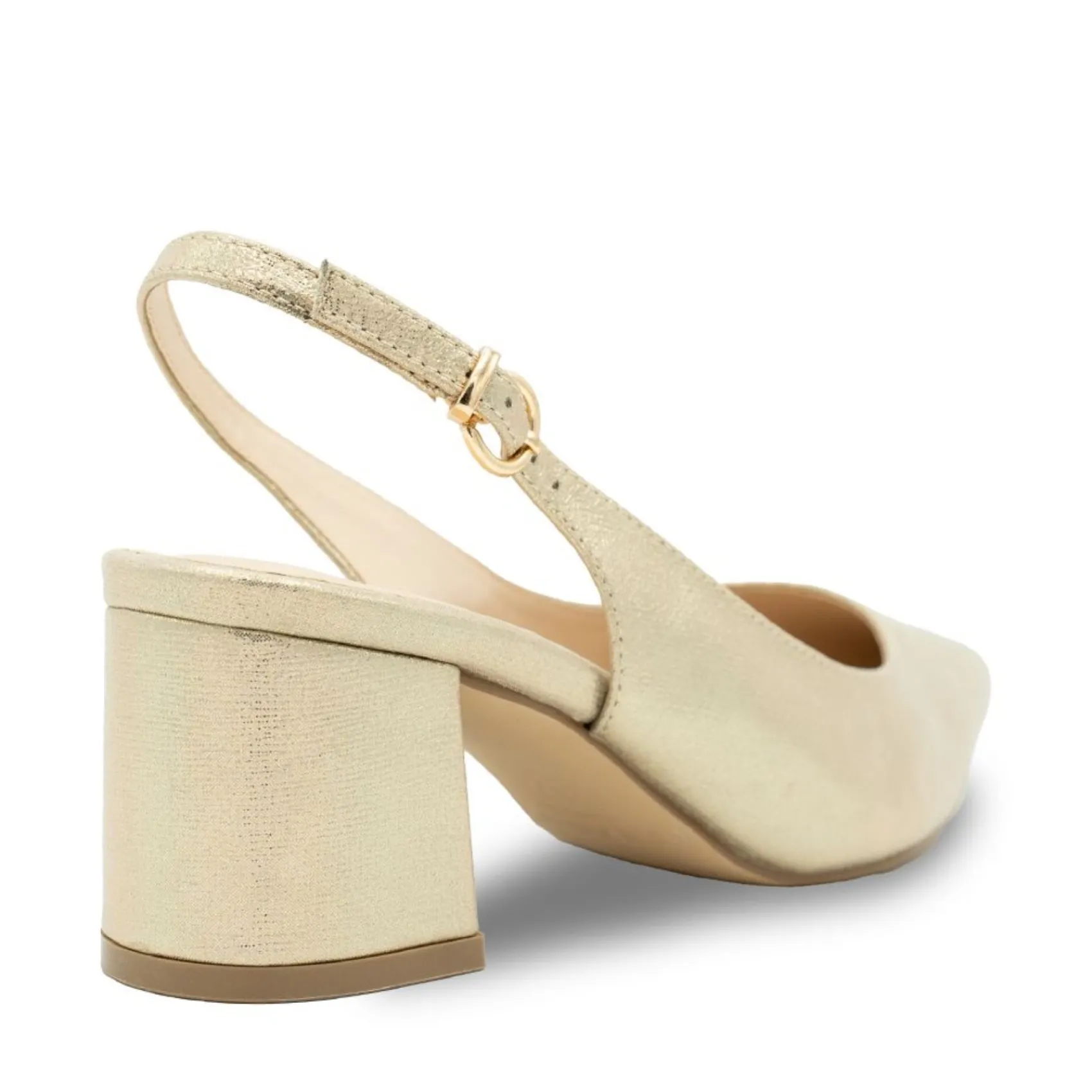 Paradox London Imelda Champagner Schimmer Niedrig Blockabsatz Slingbacks* Glitzernde Ballschuhe | Goldene Ballschuhe