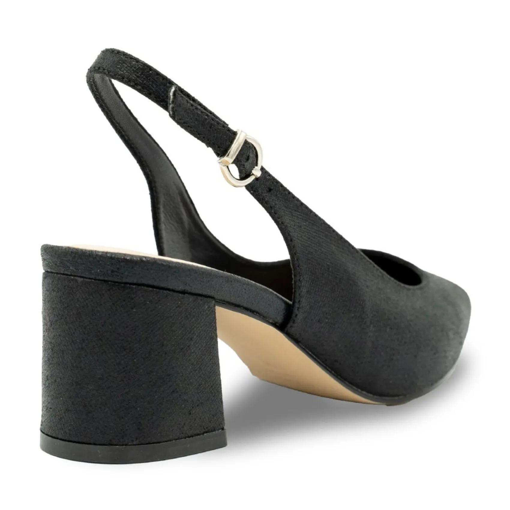 Paradox London Imelda Schwarz Schimmer Niedrig Blockabsatz Slingbacks* Glitzernde Ballschuhe | Ballschuhe Mit Niedrigem Absatz