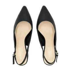 Paradox London Imelda Schwarz Schimmer Niedrig Blockabsatz Slingbacks* Glitzernde Ballschuhe | Ballschuhe Mit Niedrigem Absatz