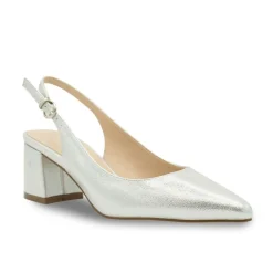 Paradox London Imelda Silber Schimmer Niedrig Blockabsatz Slingbacks* Glitzernde Ballschuhe | Silberne Ballschuhe