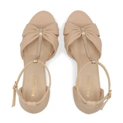 Paradox London Indiana Nackt Kunstleder Blockabsatz T-Bar Sandalen* Abschlussball-sandalen | Abschlussball-schuhe