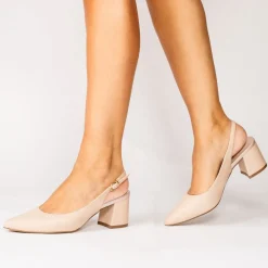 Paradox London Isadora Nackt Kunstleder Niedrig Blockabsatz Slingbacks* Ballschuhe Mit Niedrigem Absatz | Abschlussball-schuhe