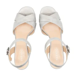 Paradox London Landon Silber Schimmernde Blockabsatz Plateau Sandalen* Glitzernde Ballschuhe | Silberne Ballschuhe