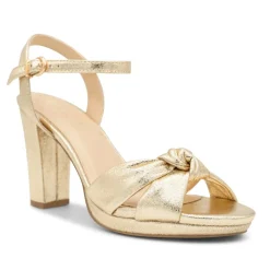 Paradox London Lani Gold Metallic geknotet Blockabsatz Plateau Sandalen* Goldene Ballschuhe | Abschlussball-sandalen