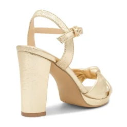 Paradox London Lani Gold Metallic geknotet Blockabsatz Plateau Sandalen* Goldene Ballschuhe | Abschlussball-sandalen