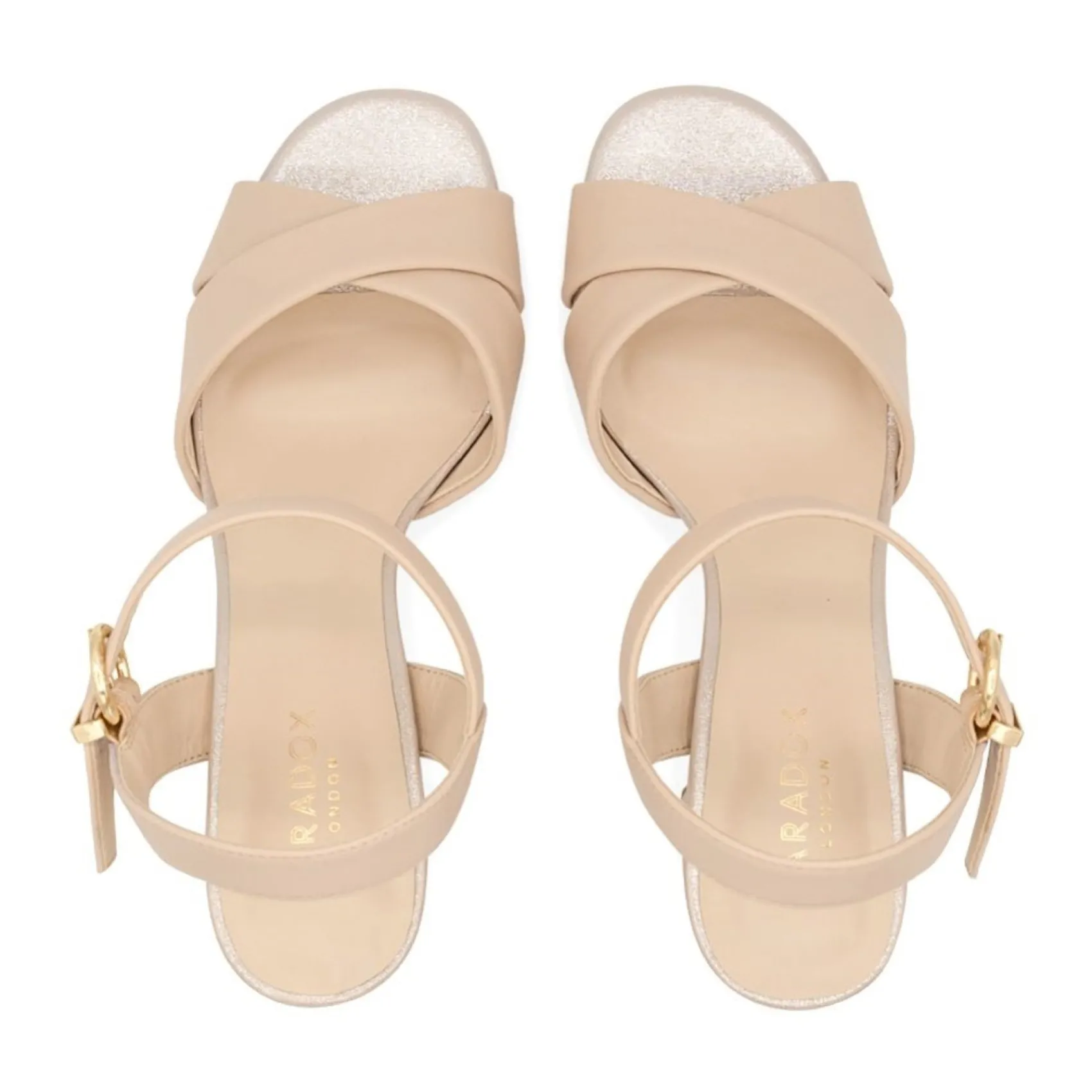 Paradox London Leya Nackt Kunstleder Blockabsatz Plateau Sandalen* Abschlussball-sandalen | Abschlussball-schuhe