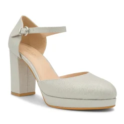Paradox London Rory Silber Schimmer Blockabsatz Plattform Schuhe* Glitzernde Ballschuhe | Silberne Ballschuhe