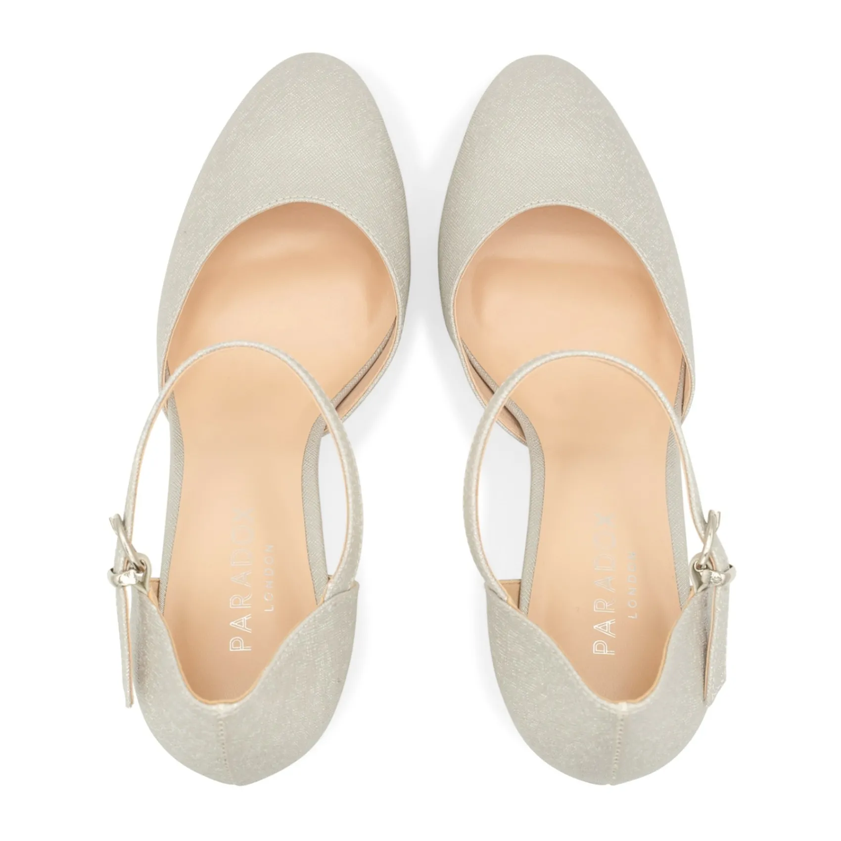 Paradox London Rory Silber Schimmer Blockabsatz Plattform Schuhe* Glitzernde Ballschuhe | Silberne Ballschuhe