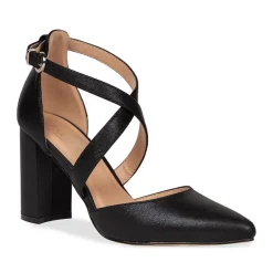 Paradox London Rylee Schwarz Schimmer Cross Strap Block Heel Gericht Schuh* Glitzernde Ballschuhe | Party-schuhe