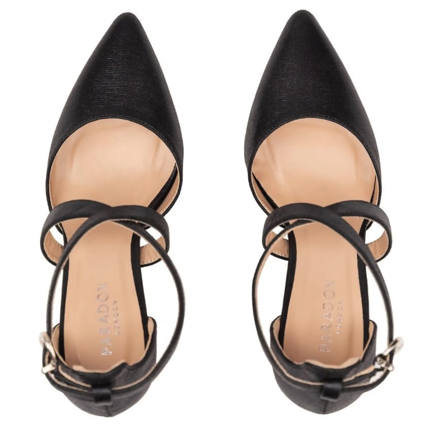 Paradox London Rylee Schwarz Schimmer Cross Strap Block Heel Gericht Schuh* Glitzernde Ballschuhe | Party-schuhe