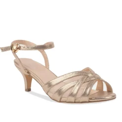 Paradox London Theresa Champagner Schimmer Breite Passform Kitten Heel Sandalen* Glitzernde Ballschuhe | Goldene Ballschuhe