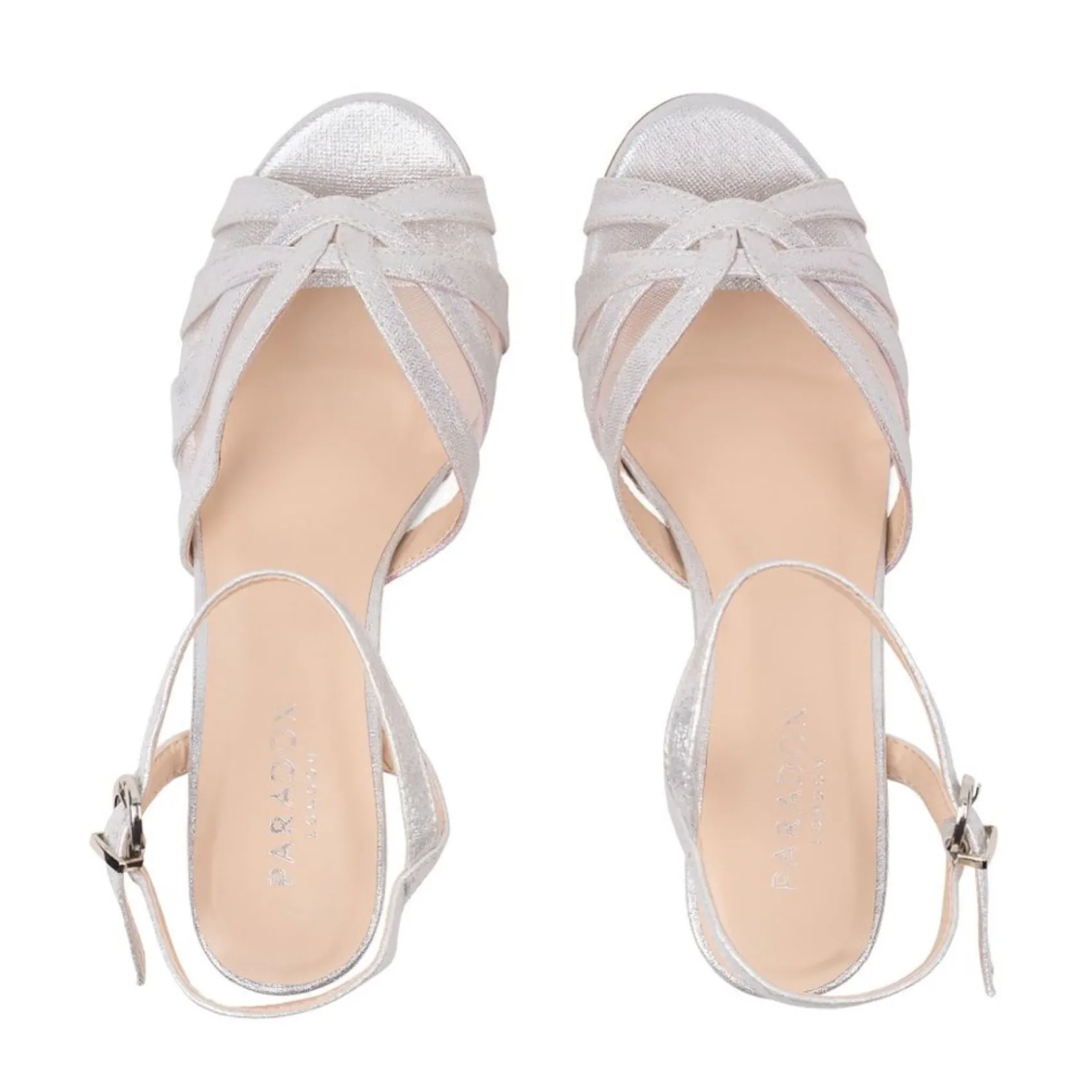 Paradox London Theresa Silber Schimmer Breite Passform Kitten Heel Sandalen* Glitzernde Ballschuhe | Silberne Ballschuhe