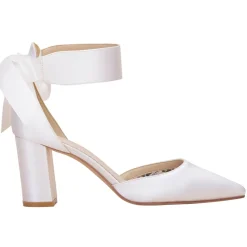 Perfect Bridal Aimee Elfenbein Satin verschönert Tie Up Block Heels* Hochzeitsschuhe | Schuhe Mit Mittlerem Absatz