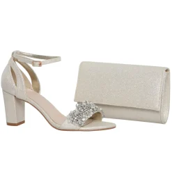 Perfect Bridal Alexa Goldschimmer verschönerte Sandalen mit Blockabsatz* Party-schuhe | Schuhe Für Hochzeitsgäste