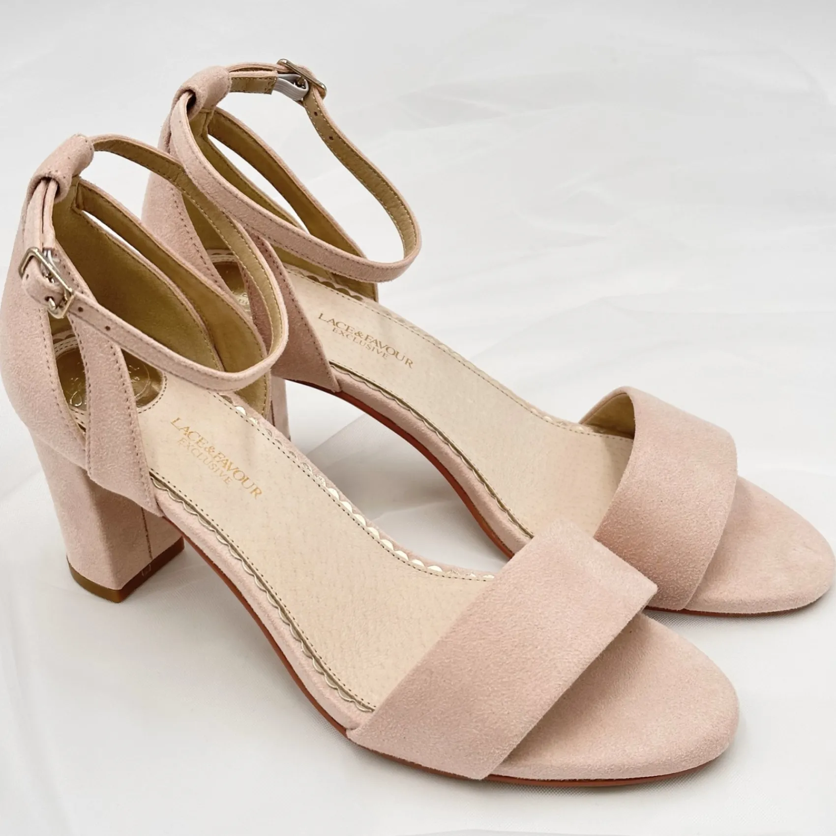 Perfect Bridal Andrea Blush Wildleder Blockabsatz Riemchensandalen* Abschlussball-sandalen | Rosa Ballschuhe