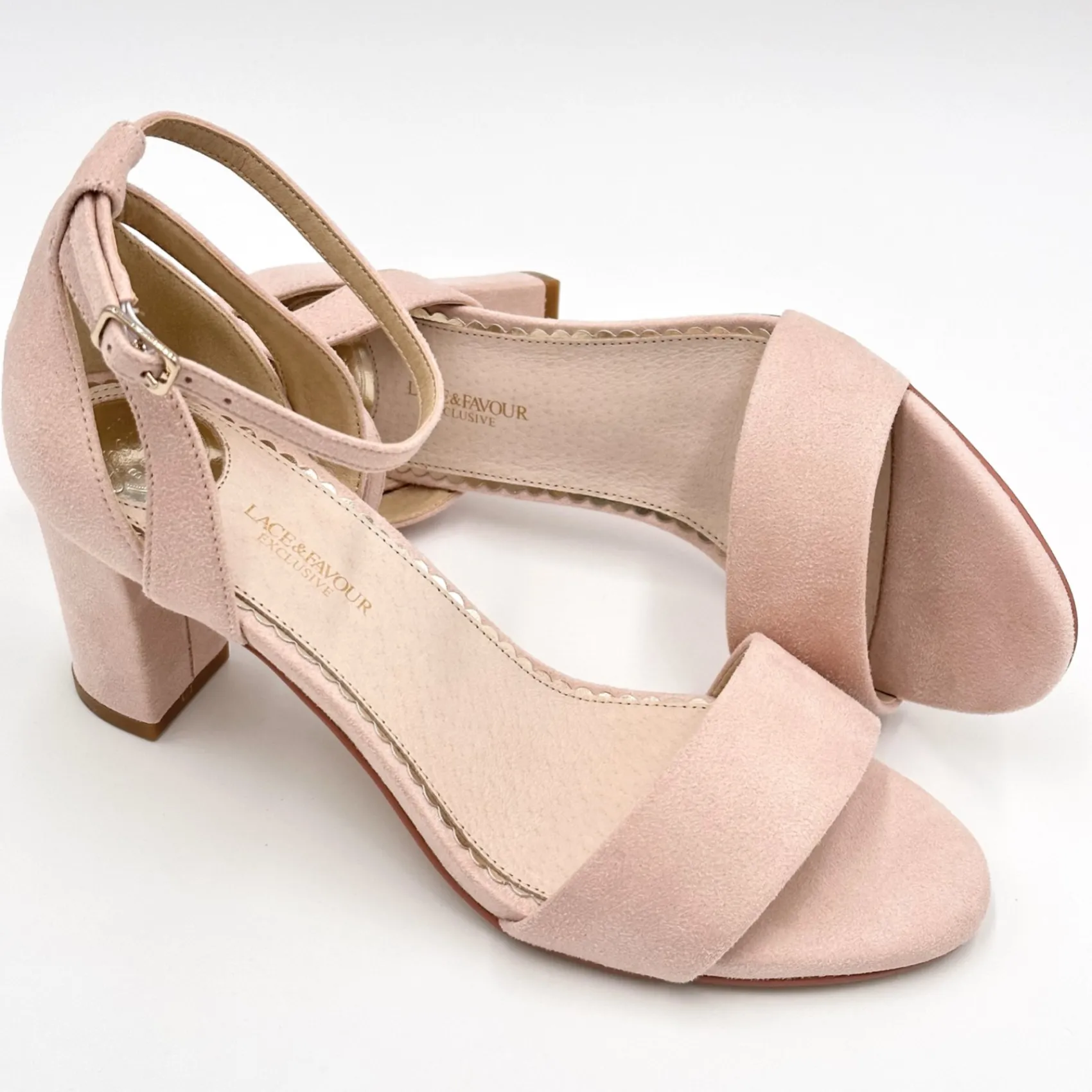 Perfect Bridal Andrea Blush Wildleder Blockabsatz Riemchensandalen* Abschlussball-sandalen | Rosa Ballschuhe
