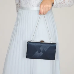 Perfect Bridal Bay Navy Criss Cross Satin Clutch Tasche* Abschlussball-taschen | Hochzeitsgäste-taschen