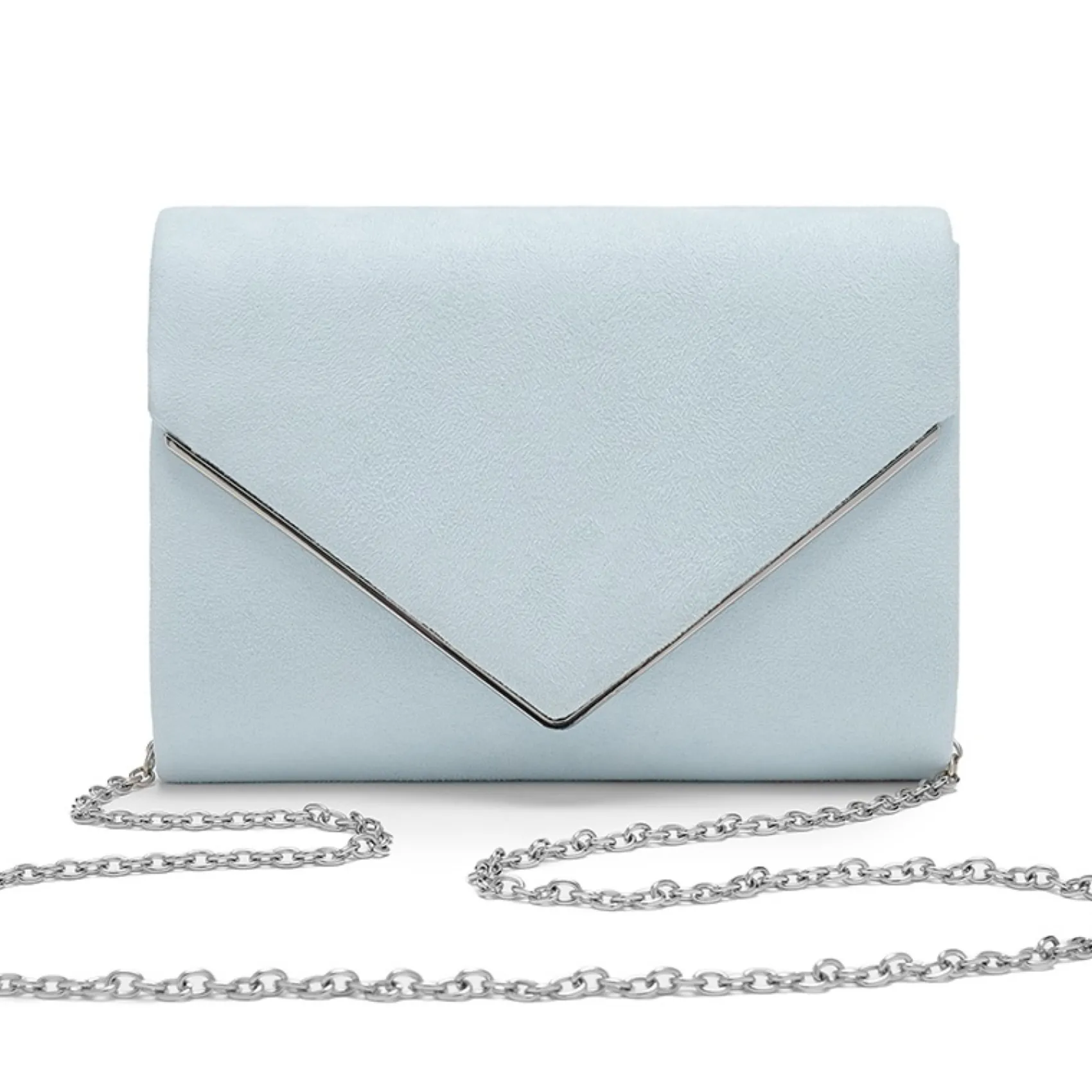 Perfect Bridal Bea Blau Wildleder Umschlag Clutch Tasche* Etwas Blaue Geschenke | Hochzeitsgäste-taschen
