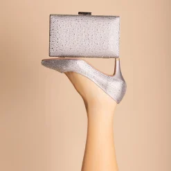 Perfect Bridal Calypso Silber Kristall verschönert Mitte Heel Gericht Schuhe* Glitzernde Ballschuhe | Silberne Ballschuhe