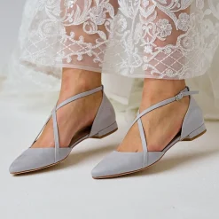 Perfect Bridal Davina Stone Wildleder Kreuzriemen spitzen Ballett Flats* Schuhe Für Hochzeitsgäste | Schuhe Für Die Mutter Der Braut