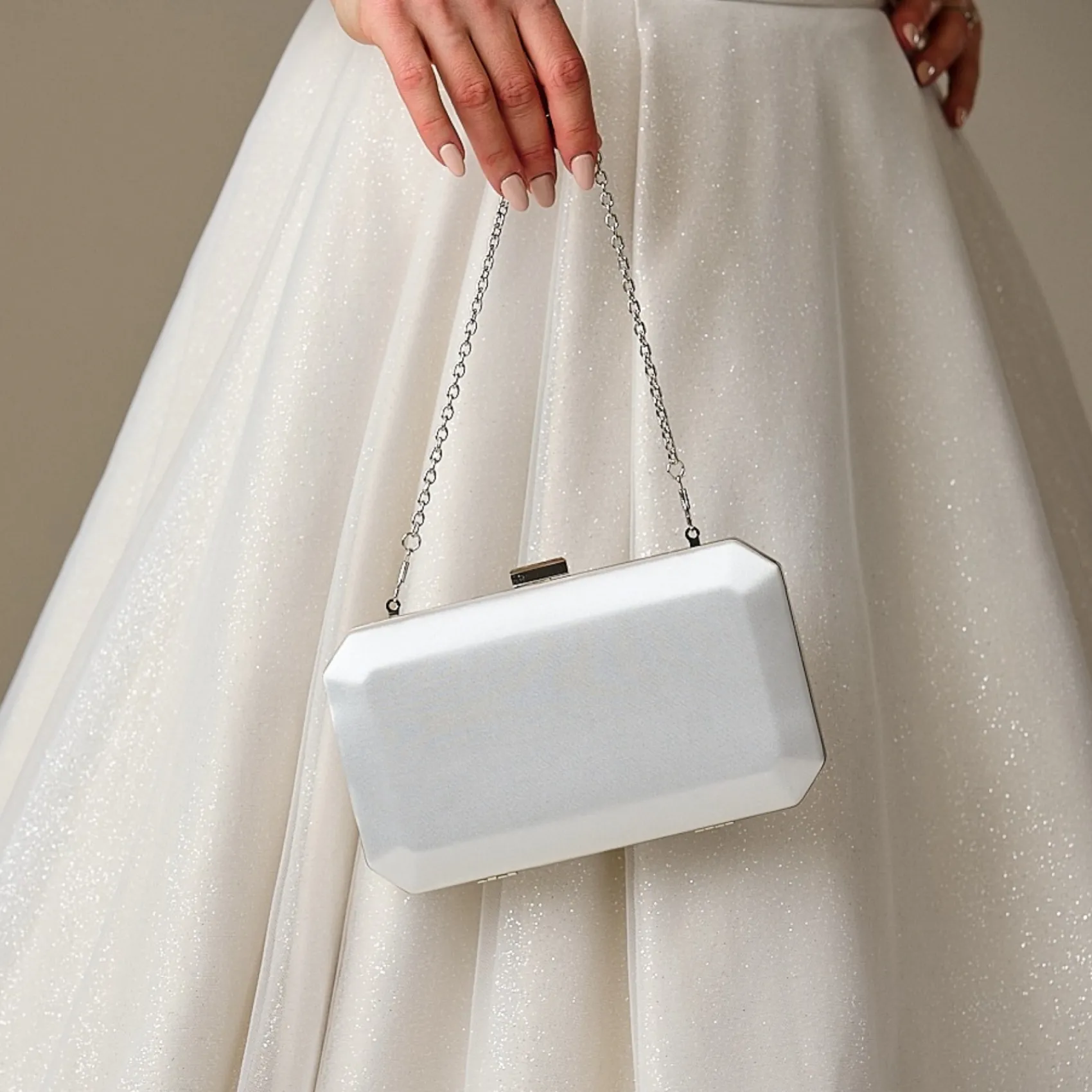 Perfect Bridal Ebenholz Elfenbein Satin Box Clutch Tasche* Hochzeit Handtaschen