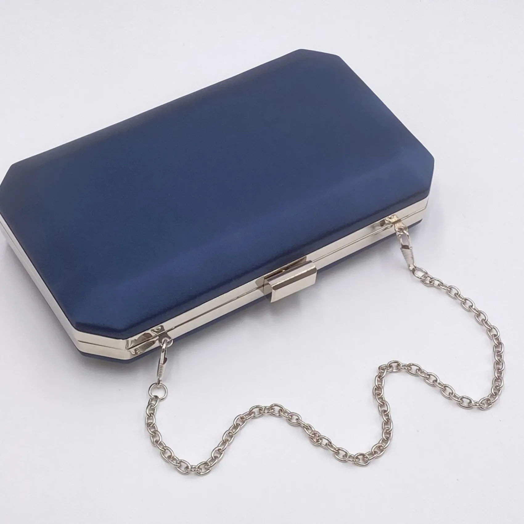 Perfect Bridal Ebenholz Marineblau Satin Box Clutch Bag* Abschlussball-taschen | Hochzeitsgäste-taschen