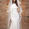 Perfect Bridal Elfenbein Zweistöckig Zart Spitze Rand Kathedrale Schleier* Zweistufiger Schleier | Kapelle Länge & Kathedrale Schleier