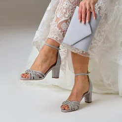 Perfect Bridal Frankie Stone Wildleder Kristall Riemchen Sandalen mit Blockabsatz* Party-schuhe | Schuhe Für Hochzeitsgäste
