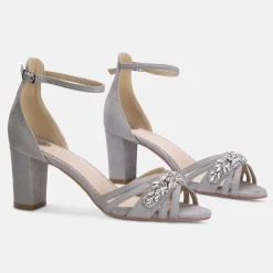 Perfect Bridal Frankie Stone Wildleder Kristall Riemchen Sandalen mit Blockabsatz* Party-schuhe | Schuhe Für Hochzeitsgäste