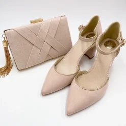 Perfect Bridal Freya Blush Wildleder zwei Teil Block Heel Gericht Schuhe* Rosa Ballschuhe | Abschlussball-schuhe