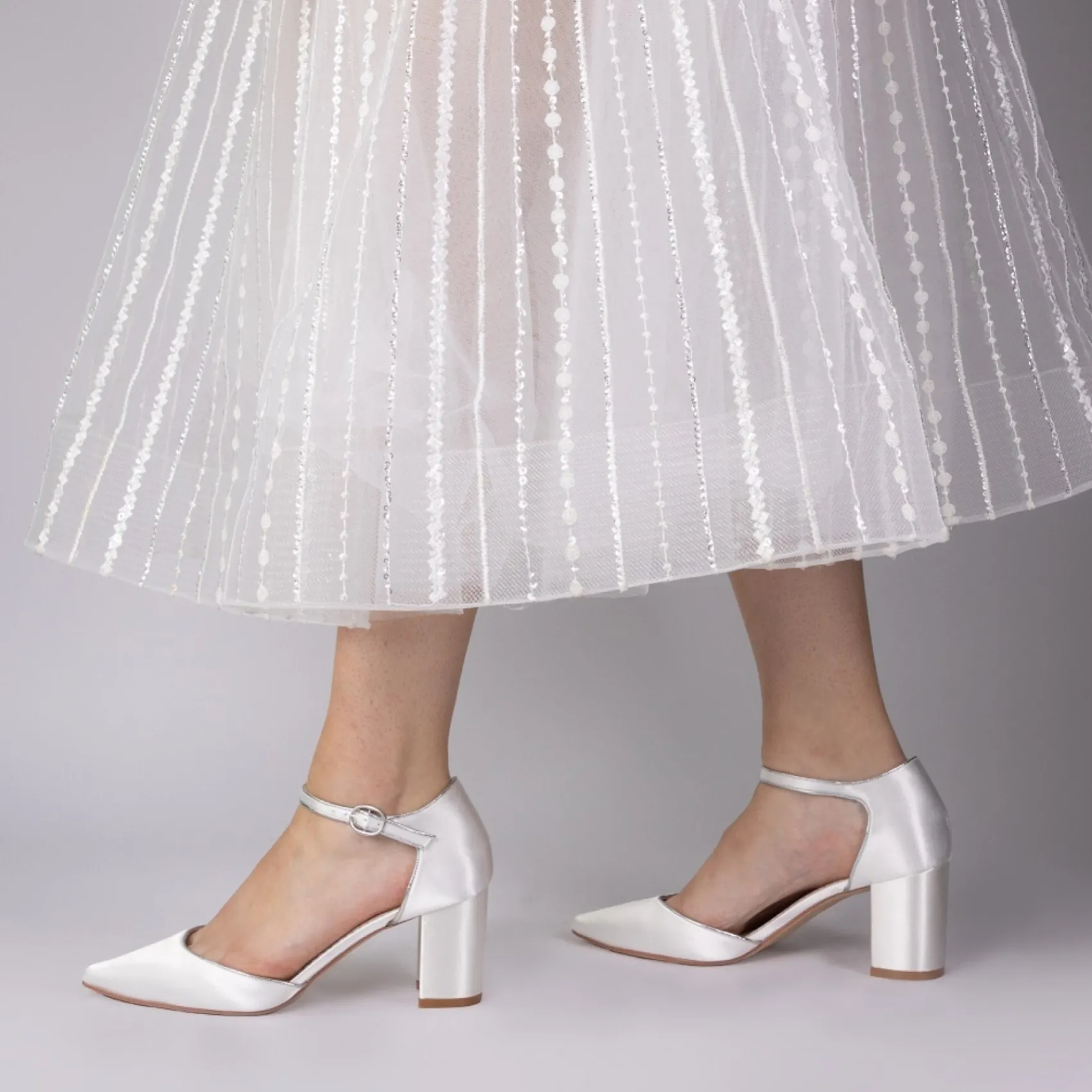 Perfect Bridal Freya Elfenbein Satin Zwei Teil Block Heel Gericht Schuhe* Hochzeitsschuhe | Schuhe Mit Mittlerem Absatz