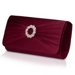 Perfect Bridal Harlow Berry Satin Perlenbrosche Clutch Tasche* Anlass Handtaschen