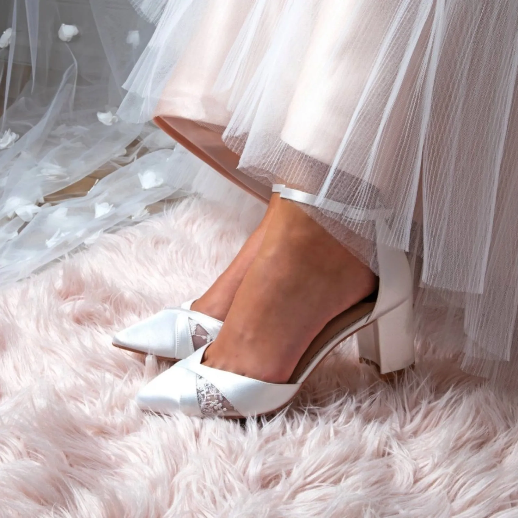 Perfect Bridal Kerry Elfenbein Satin Blockabsatz Knöchelriemen Schuhe* Hochzeitsschuhe | Schuhe Mit Mittlerem Absatz