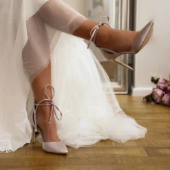 Perfect Bridal Kimi Taupe Satin Schnürschuhe mit Diamanten Detail* Party-schuhe | Schuhe Für Hochzeitsgäste