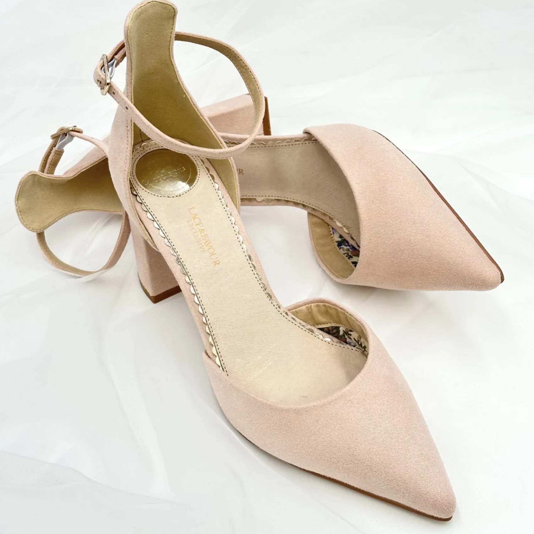 Perfect Bridal Liberty Blush Wildleder Blockabsatz Knöchelriemen Gericht Schuhe* Rosa Ballschuhe | Abschlussball-schuhe