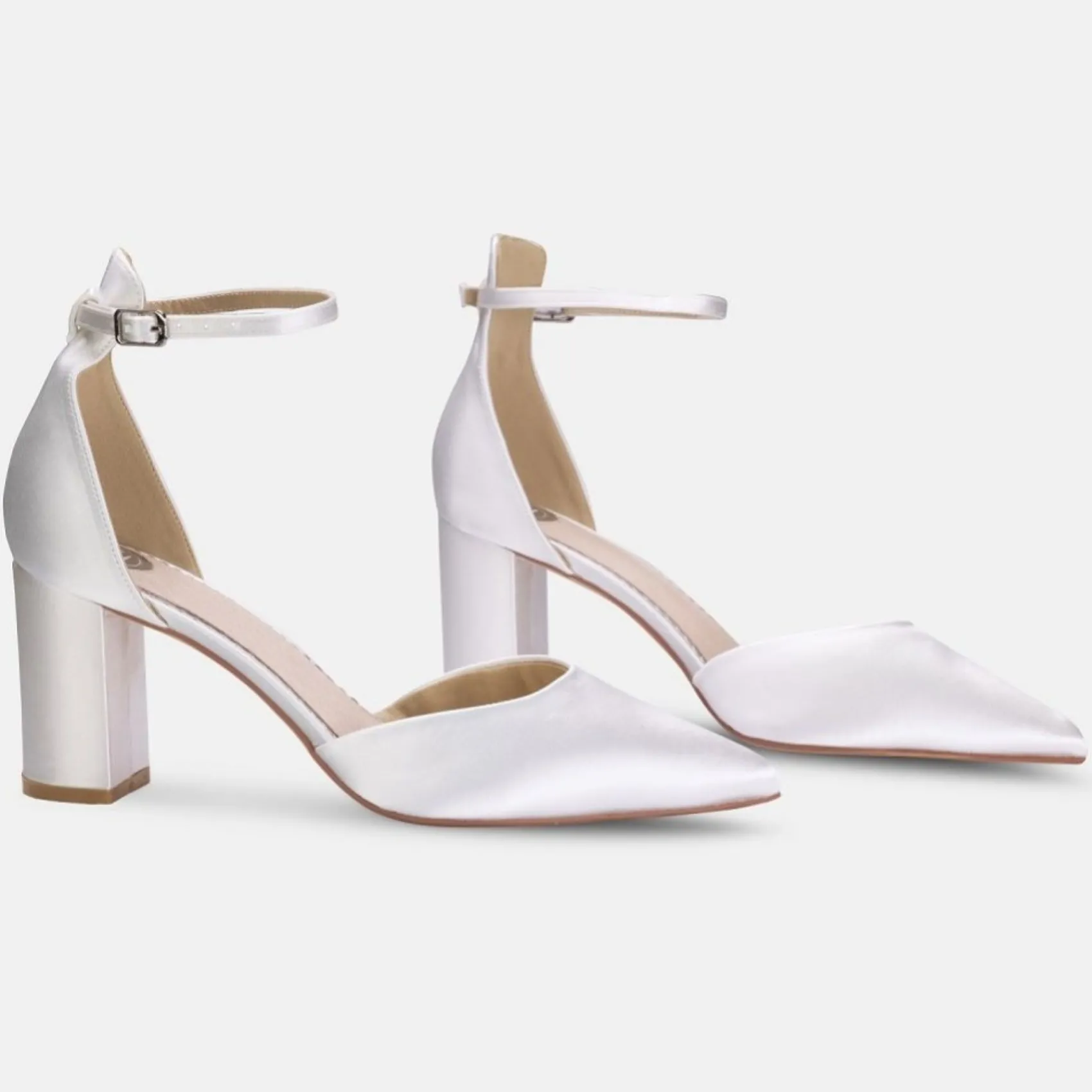 Perfect Bridal Liberty Elfenbein Satin Blockabsatz Knöchelriemen Gericht Schuhe* Hochzeitsschuhe | Schuhe Mit Mittlerem Absatz
