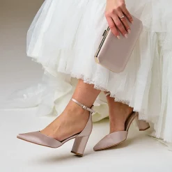 Perfect Bridal Liberty Taupe Satin Block Ferse Knöchelriemen Gericht Schuhe* Schuhe Für Hochzeitsgäste | Schuhe Für Die Mutter Der Braut