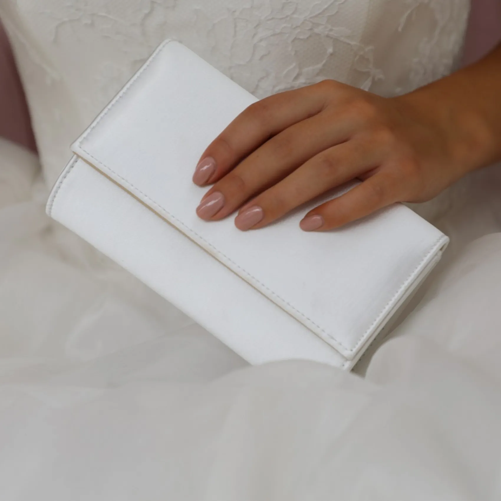 Perfect Bridal Lola Färbbare Elfenbeinfarbene Satin Clutch Tasche* Hochzeit Handtaschen