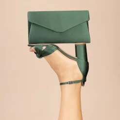 Perfect Bridal Lucinda Grün Satin geknotete Sandalen mit Blockabsatz* Schuhe Für Hochzeitsgäste | Schuhe Für Die Mutter Der Braut