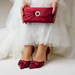 Perfect Bridal Margo Berry Satin Mid Heel Schleife Gericht Schuhe* Party-schuhe | Schuhe Für Hochzeitsgäste