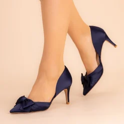 Perfect Bridal Margo Midnight Satin Mid Heel Schleife Gericht Schuhe* Party-schuhe | Schuhe Für Hochzeitsgäste