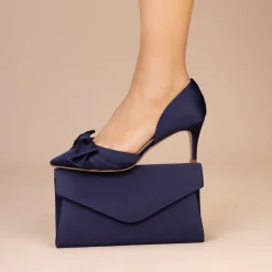 Perfect Bridal Margo Midnight Satin Mid Heel Schleife Gericht Schuhe* Party-schuhe | Schuhe Für Hochzeitsgäste