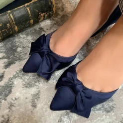 Perfect Bridal Margo Midnight Satin Mid Heel Schleife Gericht Schuhe* Party-schuhe | Schuhe Für Hochzeitsgäste