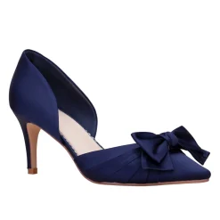 Perfect Bridal Margo Midnight Satin Mid Heel Schleife Gericht Schuhe* Party-schuhe | Schuhe Für Hochzeitsgäste