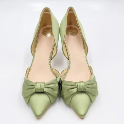 Perfect Bridal Margo Olive Grün Satin Mitte Heel Schleife Gericht Schuhe* Party-schuhe | Schuhe Für Hochzeitsgäste
