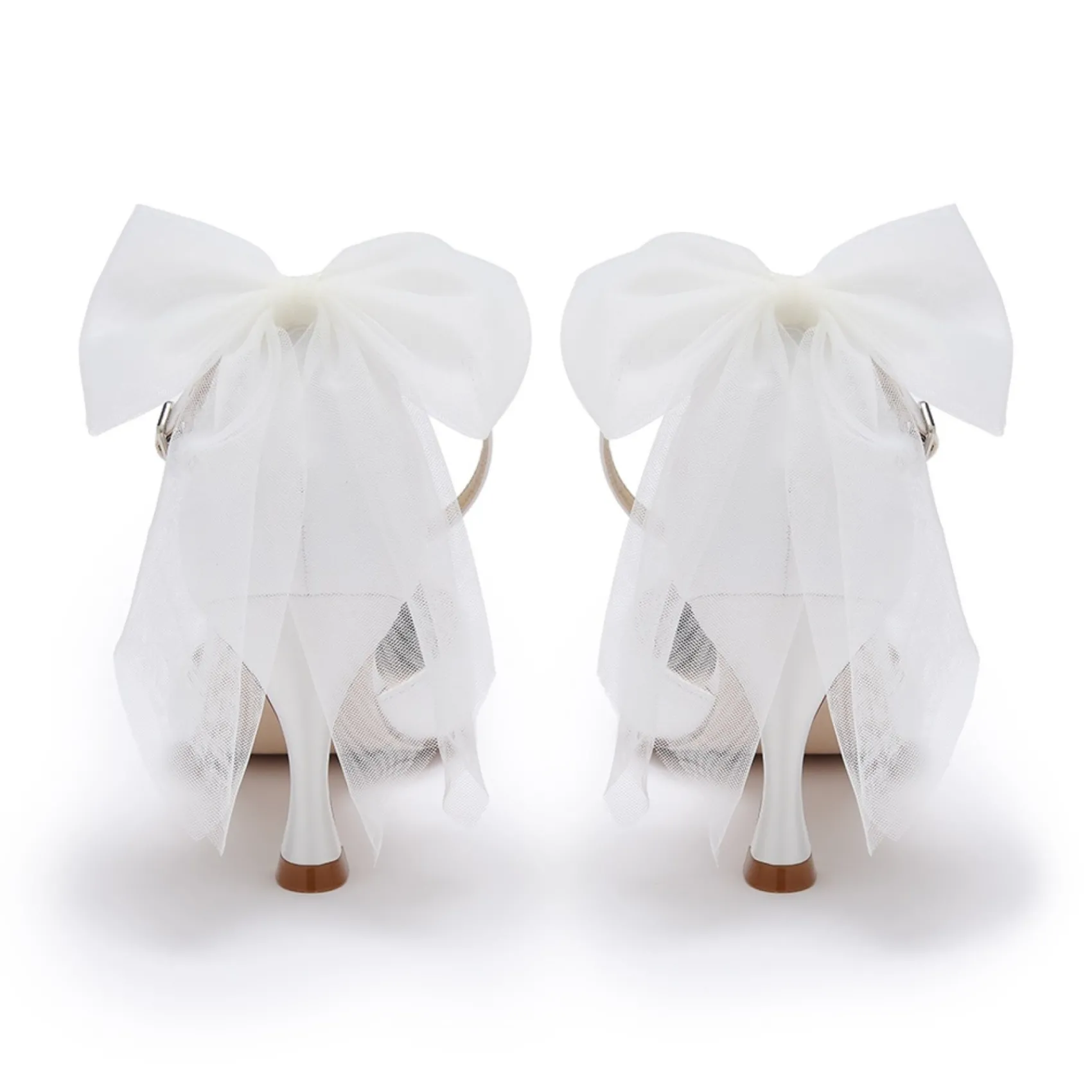 Perfect Bridal Mathilda Elfenbein Satin Knöchelriemen Tüll Schleife Gericht Schuhe* Hochzeitsschuhe | Schuhe Mit Mittlerem Absatz