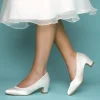 Perfect Bridal Melanie Elfenbein Satin Blockabsatz Pumps (Weite Passform)* Hochzeitsschuhe | Schuhe Mit Niedrigem Absatz
