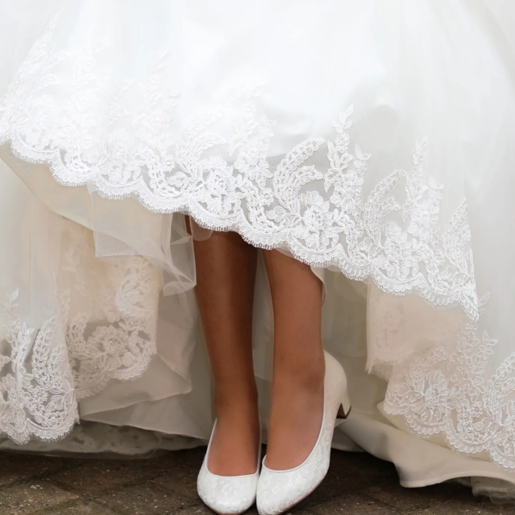 Perfect Bridal Melanie Elfenbein Spitze Blockabsatz Pumps (Weite Passform)* Hochzeitsschuhe | Schuhe Mit Niedrigem Absatz